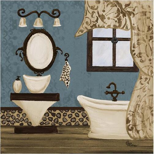 Modern Retro Bathroom Canvas Art