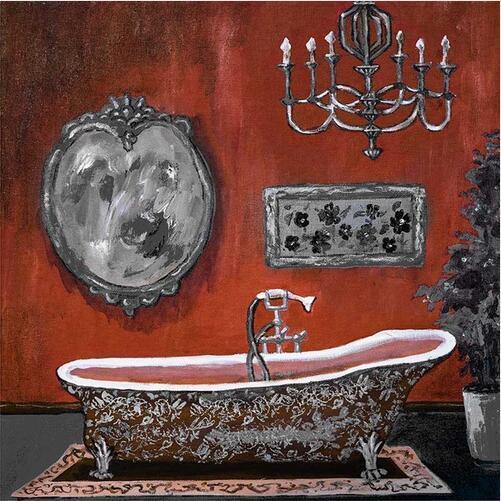 Modern Retro Bathroom Canvas Art