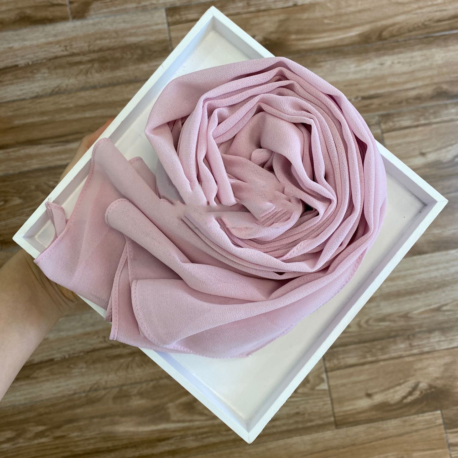 Women's Pearl Chiffon Hijab – Solid Color Scarf