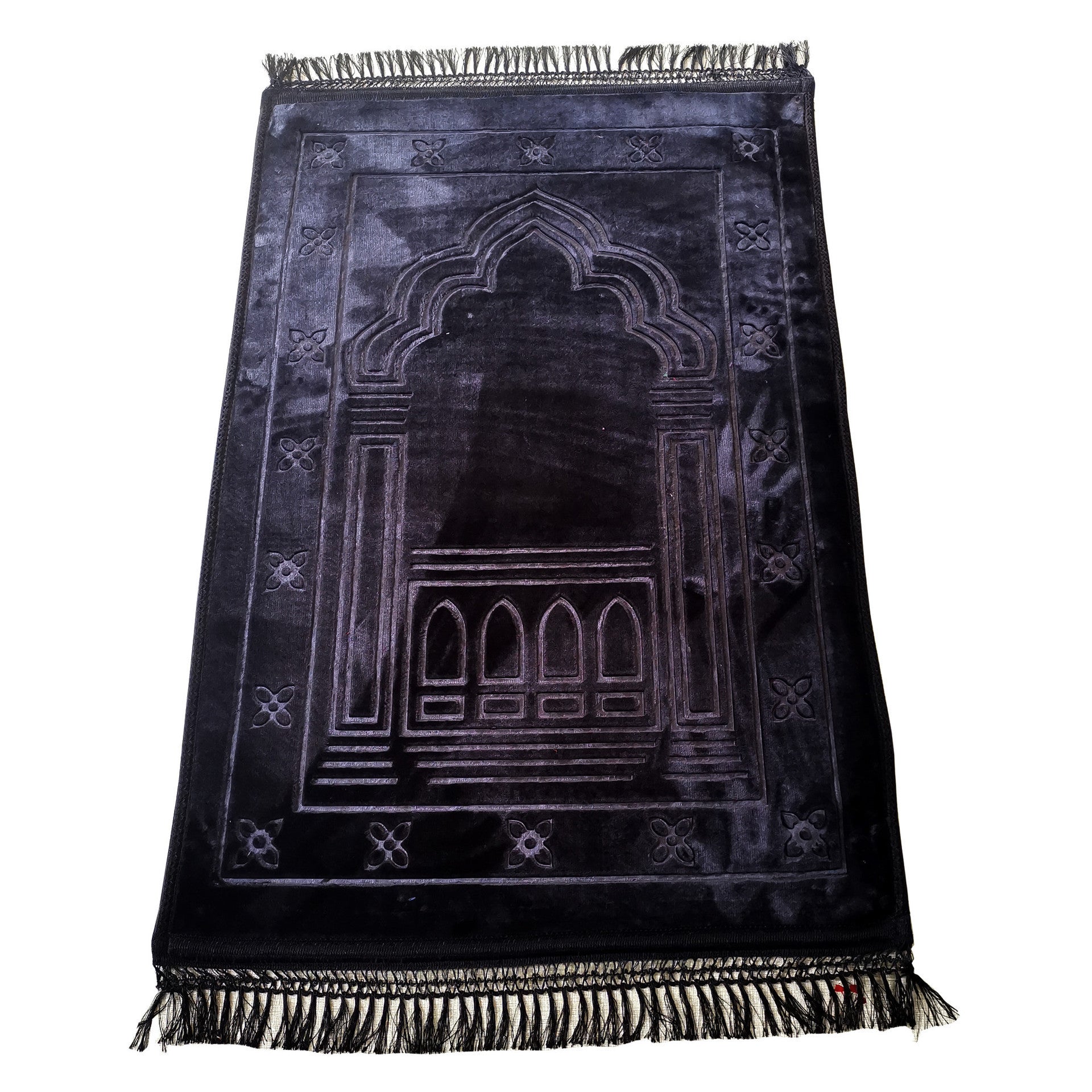 Raschel Embossed Prayer Mat with Tassels – Soft & Elegant
