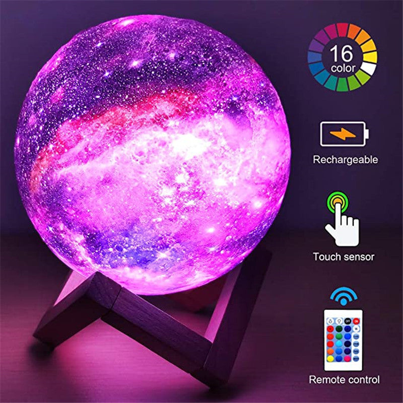 3D Starry Sky Moon Lamp with 16 Colors & Remote Control