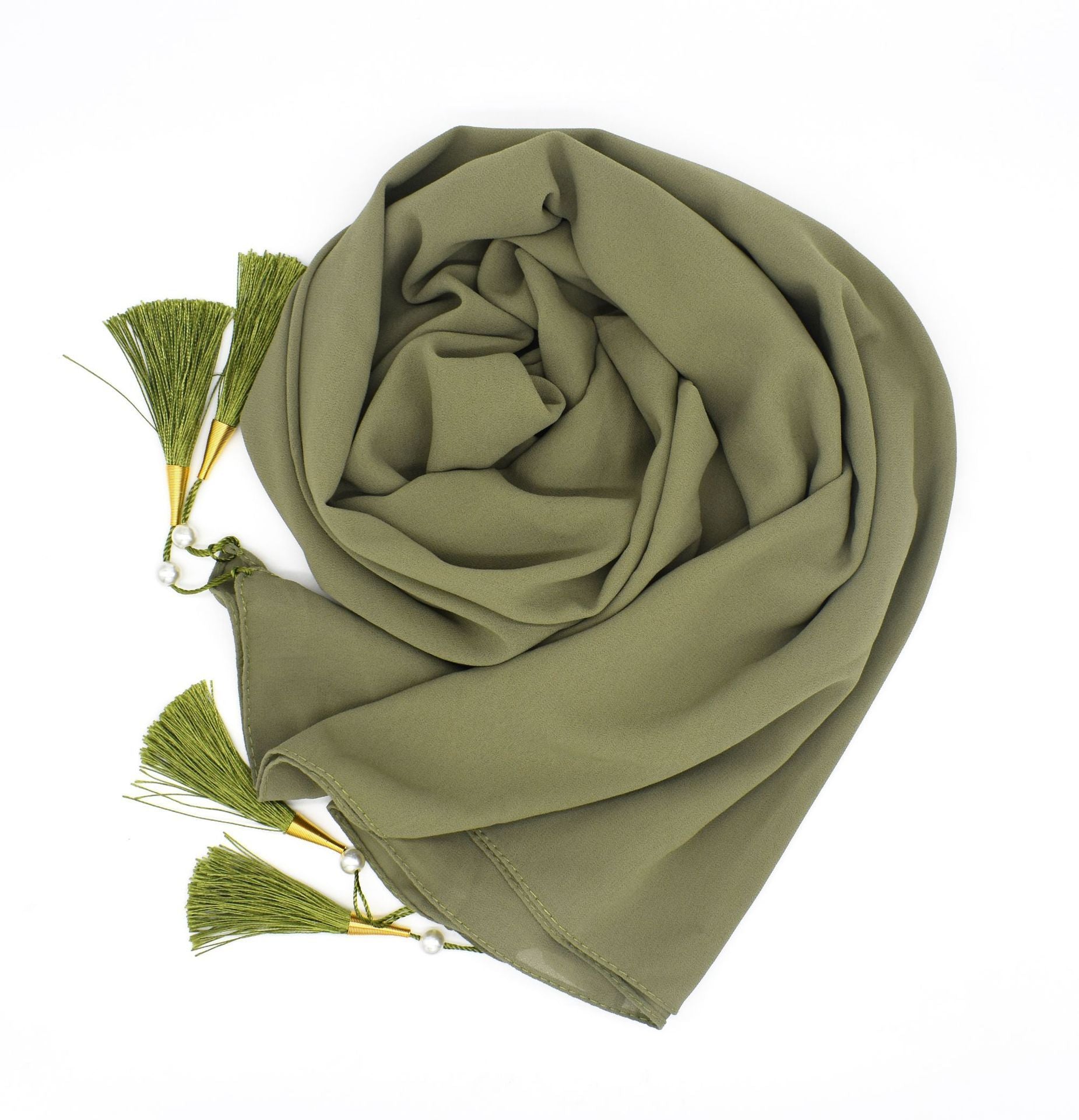 Chiffon Hijab With Tassel – Elegant Four-Corner Scarf