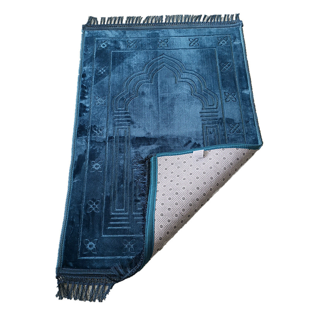 Raschel Embossed Prayer Mat with Tassels – Soft & Elegant