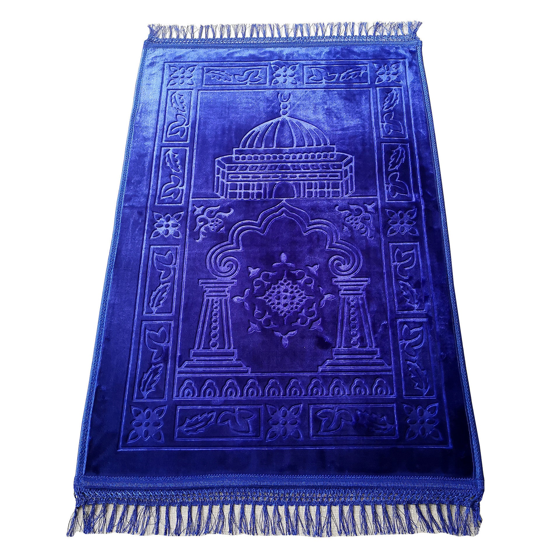 Raschel Embossed Prayer Mat with Tassels – Soft & Elegant