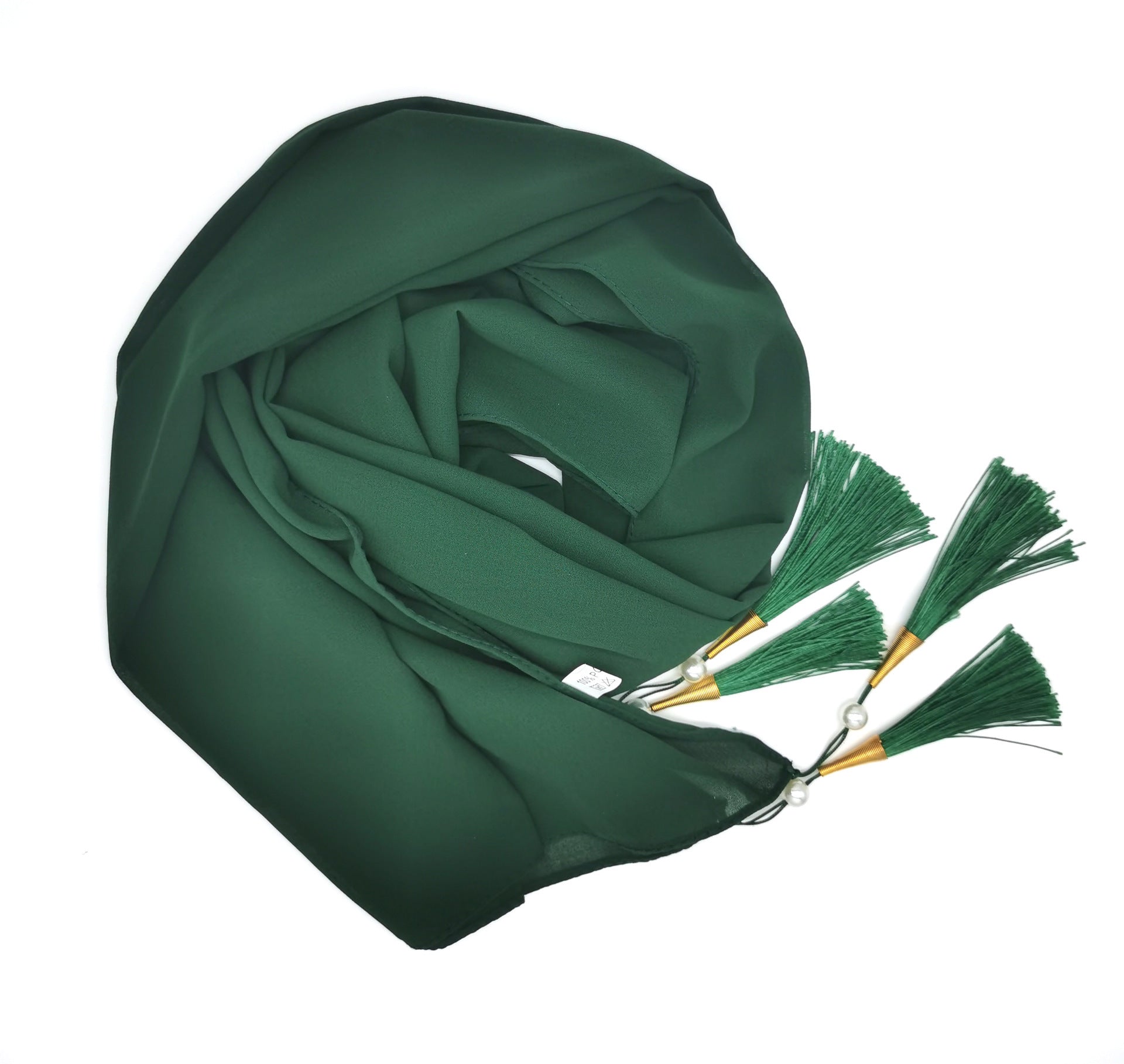 Chiffon Hijab With Tassel – Elegant Four-Corner Scarf