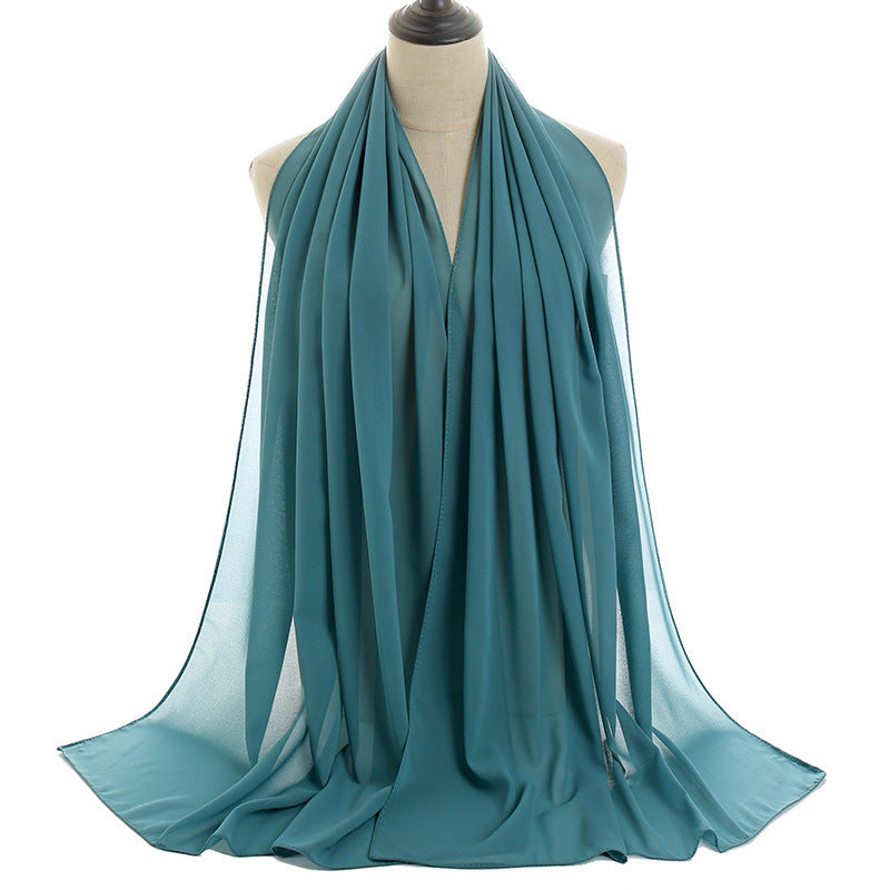 Monochrome Pearl Chiffon Hijab – Soft & Elegant