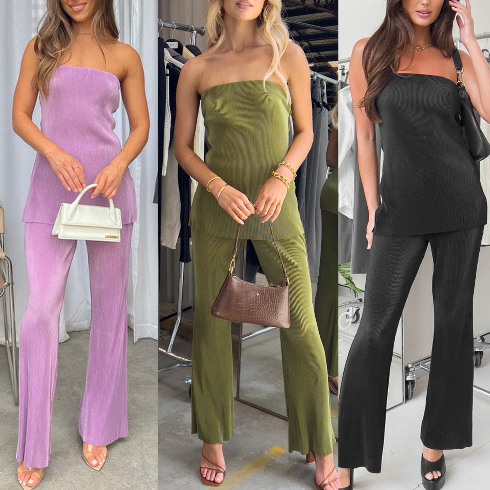 Slim Two-Piece Set – Casual Chic with Peter Pan Collar