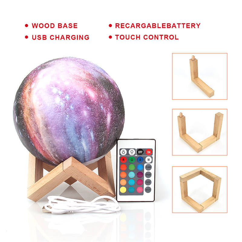 3D Starry Sky Moon Lamp with 16 Colors & Remote Control